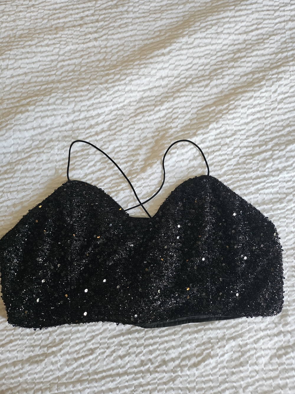 SHEIN Black Sequin Spaghetti Strap Camisole